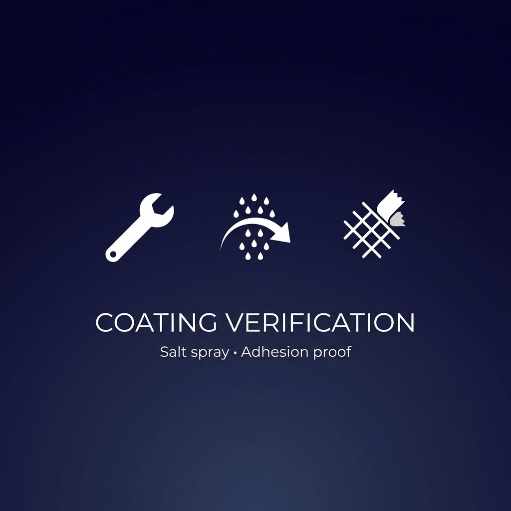 Hardware/Tools — Corrosion & Coating: Salt Spray + Adhesion